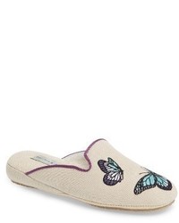 White Embroidered Mules