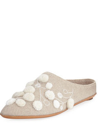 The Row Bea Embroidered Cashmere Mule