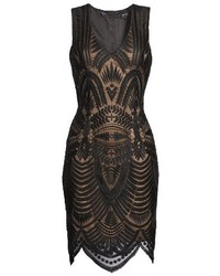 Bardot Embroidered Mesh Dress