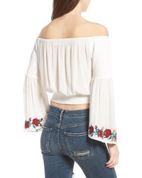 Band of Gypsies Embroidered Off The Shoulder Crop Top
