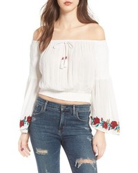 Band of Gypsies Embroidered Off The Shoulder Crop Top