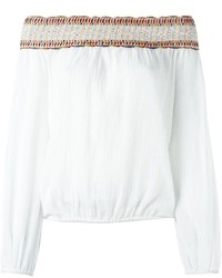 Tory Burch Embroidered Off Shoulder Blouse