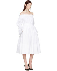 Alexander McQueen White Embroidered Off The Shoulder Blouse