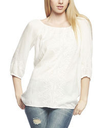 Arden B Embroidered Detail Peasant Blouse