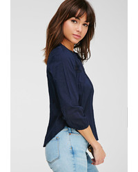 Forever 21 Embroidered Mesh Paneled Top