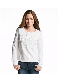 Lucky Brand Mesh Embroidered Top