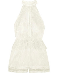 White Embroidered Playsuit