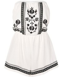 Topshop Petite Embroidered Strapless Romper