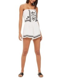 Topshop Petite Embroidered Strapless Romper