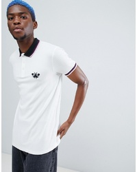 ASOS DESIGN Polo In Rib With Wasp Chest Embroidery And Tipped Collar
