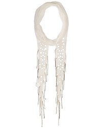 Chan Luu Chiffon Skinny Scarf With Mirrored Embroidery Scarves