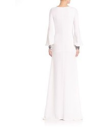 Roberto Cavalli Boatneck Embroidered Gown