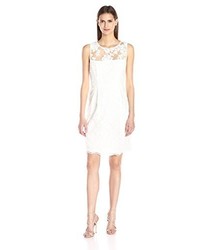 White Embroidered Sequin Fit and Flare Dress