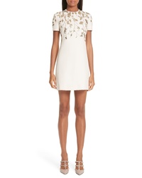 White Embroidered Sequin Shift Dress