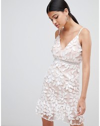 Love Triangle 3d Applique Dress With Peplum Hemnude