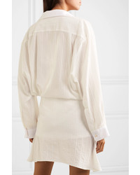 Jacquemus Alassio Draped Embroidered Cotton Blend Mini Dress