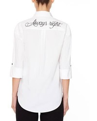 Alice + Olivia Brita Always Right Embroidered Boyfriend Shirt