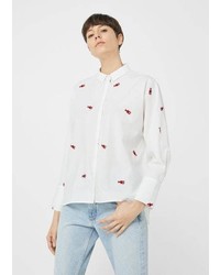 Mango Embroidered Cotton Shirt