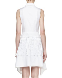 Proenza Schouler Sleeveless Embroidered Shirtdress White