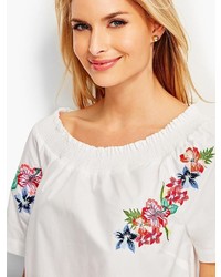 Talbots Embroidered Off The Shoulder Top