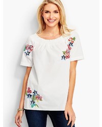 Talbots Embroidered Off The Shoulder Top