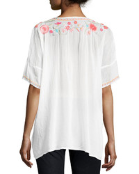 Johnny Was Rubi Embroidered Georgette Blouse Plus Size