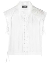 EGONlab Embroidered Collar Lace Up Shirt
