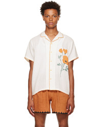 HARAGO Off White Embroidered Shirt