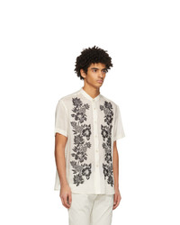 Saint Laurent Off White Embroidered Tunic Short Sleeve Shirt