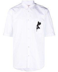 Alexander McQueen Orchid Embroidered Cotton Shirt
