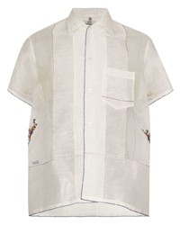 Bode Sheer Panel Embroidered Shirt