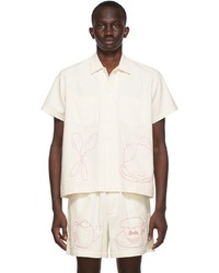 Bode White Limited Edition Tea Time Redwork Shirt