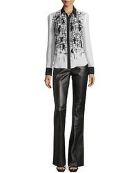 Prabal Gurung Embroidered Front Two Tone Blouse Ivoryblack