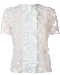 Fendi Floral Embroidered Tulle Top