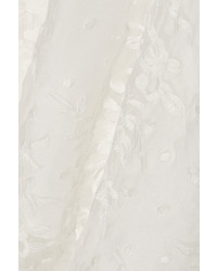 Zimmermann Roza Asymmetric Embroidered Silk Georgette Dress White