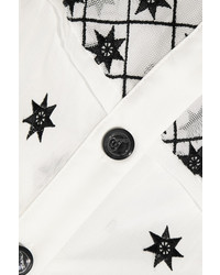 Temperley London Etta Mesh Paneled Embroidered Cotton Blend Maxi Dress Off White