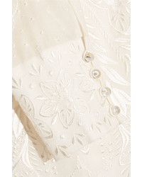 Vilshenko Kelly Embroidered Silk Maxi Dress Ivory