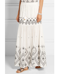 Rachel Zoe Embroidered Silk And Cotton Blend Maxi Skirt Ivory