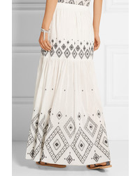 Rachel Zoe Embroidered Silk And Cotton Blend Maxi Skirt Ivory