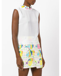 Olympia Le-Tan Blotter Embroidered Sleeveless Top