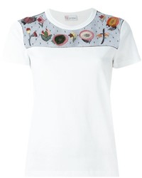 White Embroidered Silk T-shirt