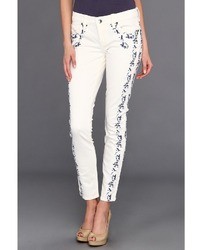 White Embroidered Skinny Jeans