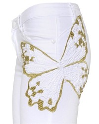 Blumarine Butterfly Embroidered Cotton Denim Jeans