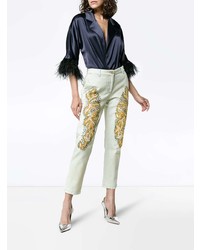 Gucci Crystal Embroidered Denim Jeans