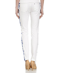 Rebecca Minkoff Skinny Jeans With Embroidered Legs Whiteindigo