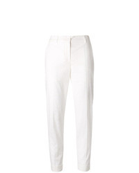 White Embroidered Skinny Pants