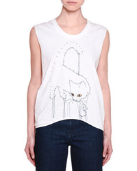 Stella McCartney Sleeveless Connect The Dots Cat Top Pure White