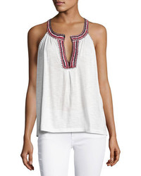 Soft Joie Yvanna Embroidered Sleeveless Cotton Top White