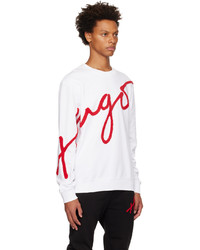 Hugo White Embroidered Sweatshirt