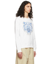 Kenzo White Grey The Year Of The Tiger Embroidered Tiger Sweatshirt